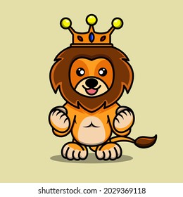 cute lion king illustration with a crown on the head