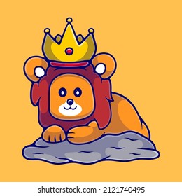 cute lion king illustration suitable for mascot sticker and t-shirt design