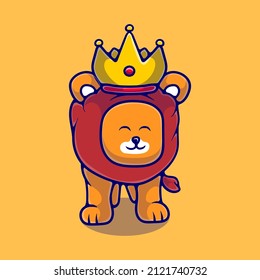 cute lion king illustration suitable for mascot sticker and t-shirt design