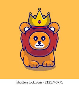 cute lion king illustration suitable for mascot sticker and t-shirt design
