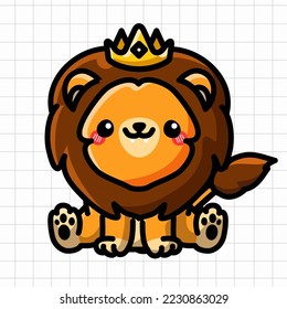 Cute Lion King Vector Illustration