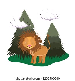 cute lion in the landscape