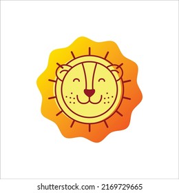 cute lion logo with gradient color style