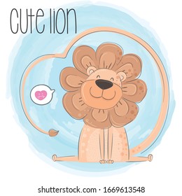 cute lion with a long tail
