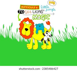 cute lion looking for friends