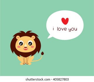 cute lion i love you card