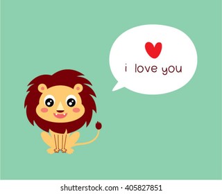 cute lion i love you card
