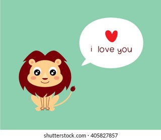 cute lion i love you card