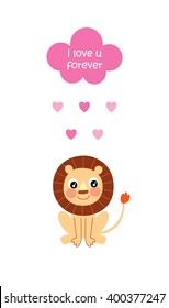 cute lion i love you forever rain card