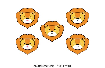 Cute Lion with Many Expressions