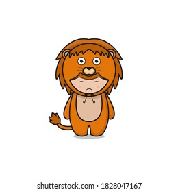 Cute lion mascot character illustration. Design isolated on white background.