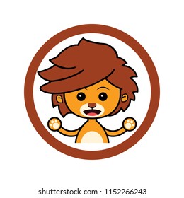 Cute Lion mascot logo icon vector illustration