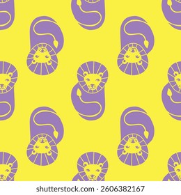 Cute lion minimal pattern design for kids textiles vector seamless repeat pattern.