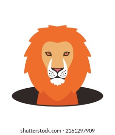 cute lion on the hole, watching, vector illustration