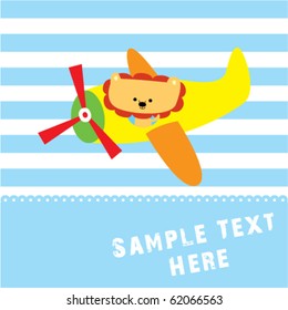 cute lion on plane