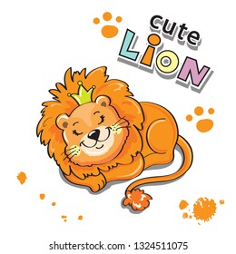 Cute lion on a white background