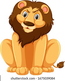 Cute lion on white background illustration