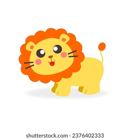 Cute lion on white background.Vector illustration.