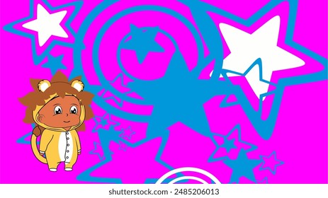 cute lion pajama kid cartoon background in vector format