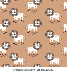 cute lion pattern design for baby fashion as vector