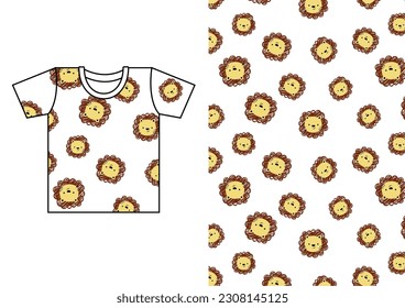 cute lion pattern printing fashion for baby and kids