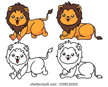 cute lion pictures for coloring book.