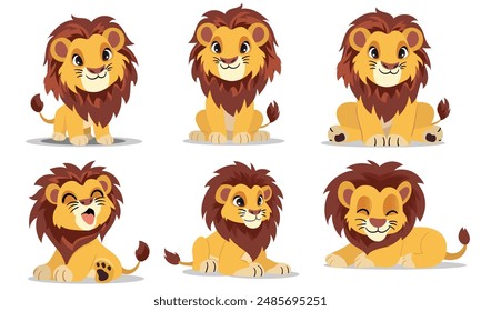 Cute Lion in Playful and Relaxing Poses