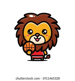 The cute lion is ready to play basketball