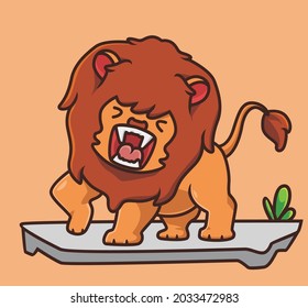 cute lion roaring so loud. cartoon animal nature concept Isolated illustration. Flat Style suitable for Sticker Icon Design Premium Logo vector. Mascot Character