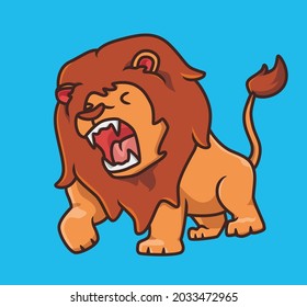 cute lion roaring so loud danger. cartoon animal nature concept Isolated illustration. Flat Style suitable for Sticker Icon Design Premium Logo vector. Mascot Character