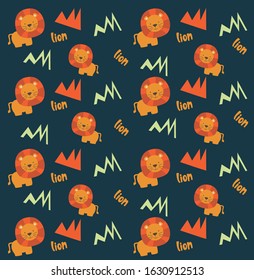 cute lion safari animals pattern vector