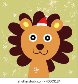 cute lion santa christmas card