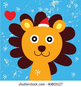 cute lion santa christmas card