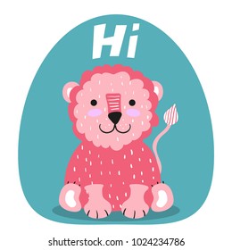 Cute. A lion. Scandinavian style. Bright. Children's. print. For the boy and the girl. For clothes, postcards. 