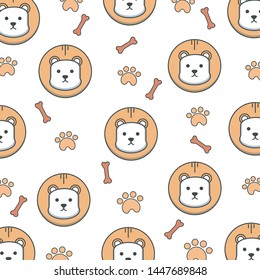 cute lion seamless pattern background