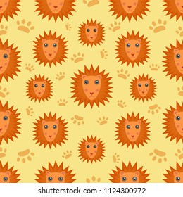 Cute lion, seamless pattern. For children's textiles, clothes. Vector illustration