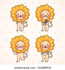 Cute lion, set