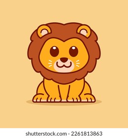 Cute Lion Sitting Down Illustration