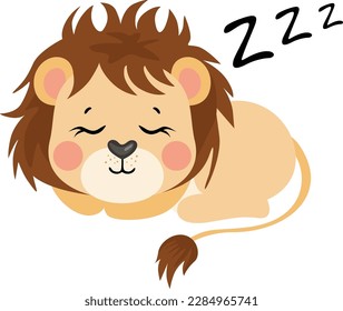 León lindo durmiendo aislado en blanco
