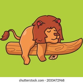 cute lion sleeping on the tree branch. cartoon animal nature concept Isolated illustration. Flat Style suitable for Sticker Icon Design Premium Logo vector. Mascot Character