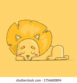 cute lion sleeping a premium vector 