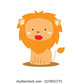 cute lion smiling with isolated background vector illustration