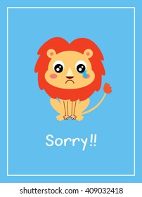 cute lion sorry card vector