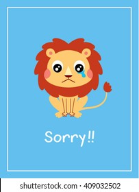 cute lion sorry card vector