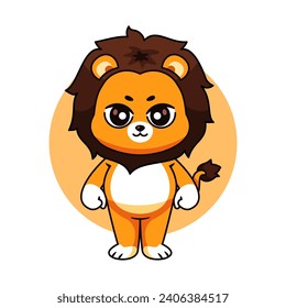 Ilustración del vector de dibujos animados con pie de león. Vector Premium aislado