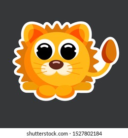 cute lion sticker template in flat vector style 
