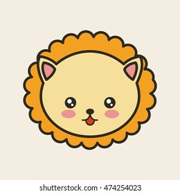 cute lion tender isolated icon vector illustration design