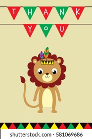 cute lion thank you card