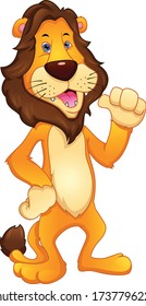 cute lion thumb up cartoon 