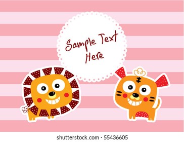 cute lion tiger greeting